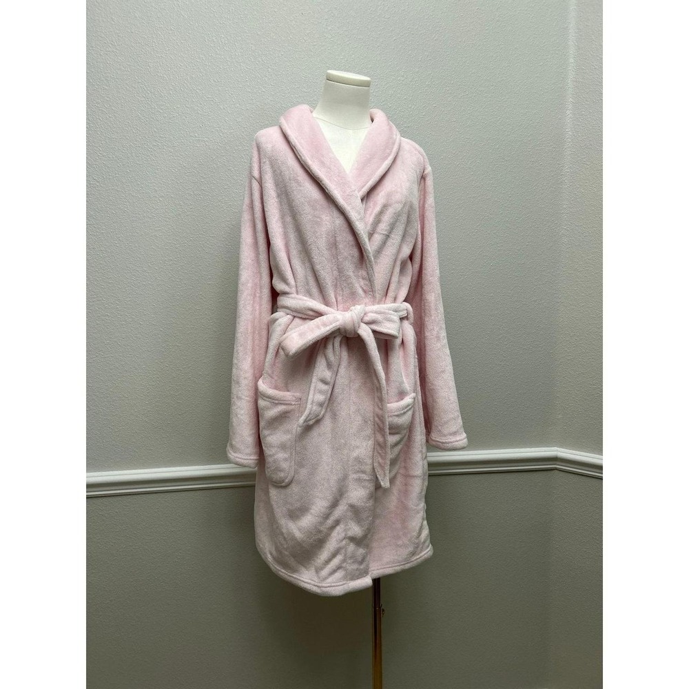 NWT Victoria's Secret Pink Plush Robe Floral VS Logo Embroidered Belted XL/XXL